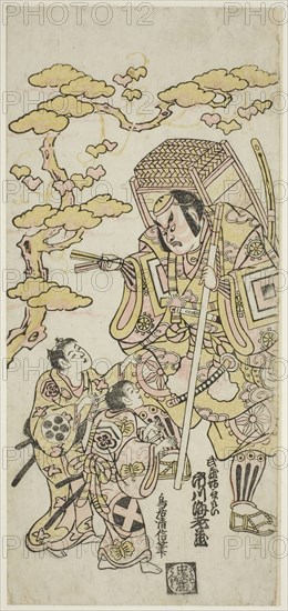 The Actors Ichikawa Ebizo II as Musashibo Benkei, Sakata Shintaro (?) as Soga no Goro, and..., 1744. Creator: Torii Kiyonobu II.