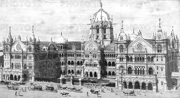 ''Great Indian Peninsular Railway Victoria Terminus and Administrative Offices Bombay, recently comp Creator: Unknown.