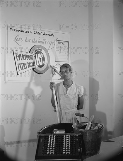 Government charwoman who provides for a family of six on her salary..., Washington, D.C., 1942. Creator: Gordon Parks.