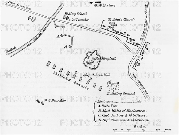 'Plan of the Entrenchment at Cawnpore, June, 1857', c1891. Creator: James Grant.