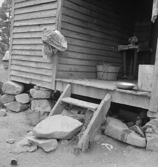 Porch leading to kitchen of sharecropper cabin, Person County, North Carolina, 1939. Creator: Dorothea Lange.