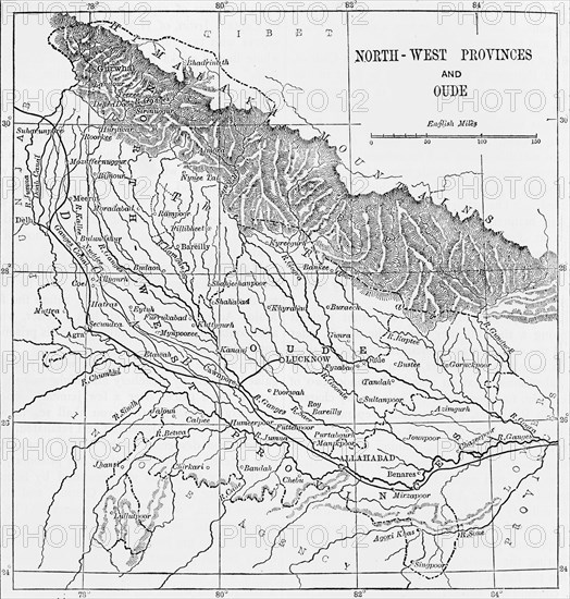 'Map of Oude and the North-West Provinces', c1891. Creator: James Grant.