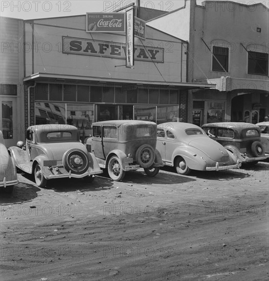 Looking down main street of a frontier..., Tulelake, Siskiyou County, California, 1939. Creator: Dorothea Lange.