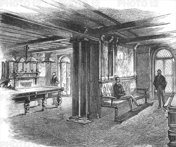 ''The new quarters of the Lyric Club, Coventry Street, W. The Billiard Room', 1888. Creator: Unknown.