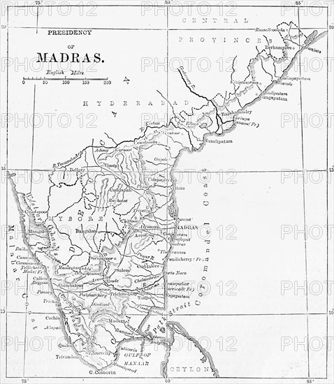 'Map of the Presidency of Madras', c1891. Creator: James Grant.