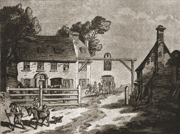 ''A Trip to Brighton a Hundred Years Ago; "The Cock" at Sutton, c1788', 1888. Creator: Unknown.