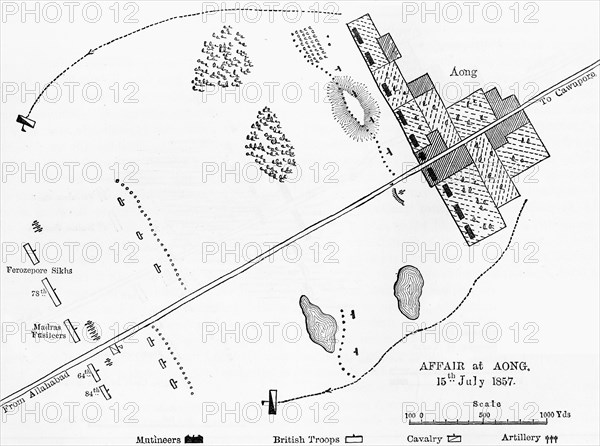 'Plan of the Affair at Aong', c1891. Creator: James Grant.