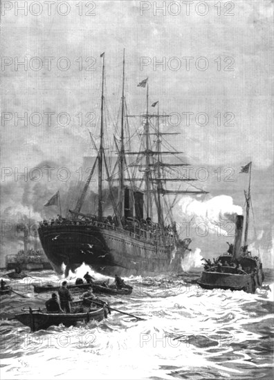 ''Off to the Antipodes--A "P and O" Steamer going down the Thames', 1888. Creator: Unknown.