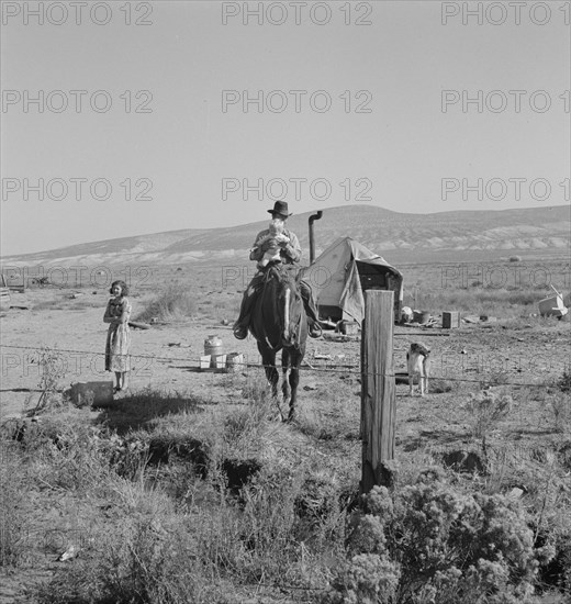 The Fairbanks family has moved to three..., Willow Creek area, Malheur County, Oregon, 1939. Creator: Dorothea Lange.