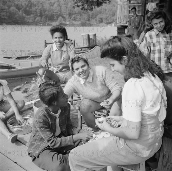 Campers helping with the kitchen work at Camp Gaylord White, Arden, New York, 1943. Creator: Gordon Parks.