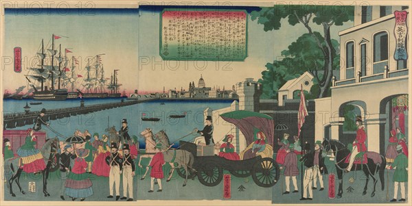 The Port of London, England (Igirisu Rondon no kaiko), from the series "Collection of Scen..., 1862. Creator: Utagawa Yoshitora.