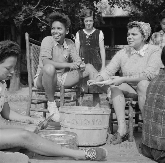 Campers helping with the kitchen work at Camp Gaylord White, Arden, New York, 1943. Creator: Gordon Parks.