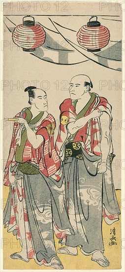 The Actors Arashi Ryuzo II and Ichikawa Komazo III, from a pentaptych of eleven actors cel..., 1788. Creator: Torii Kiyonaga.