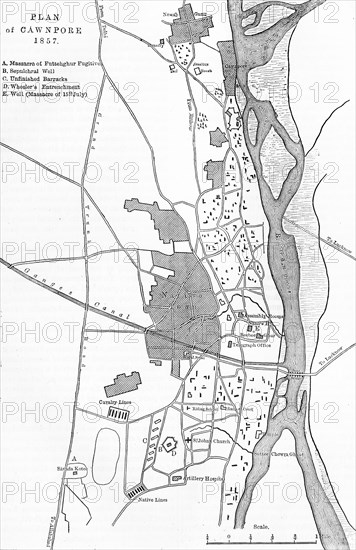 'Plan of Cawnpore', c1891. Creator: James Grant.