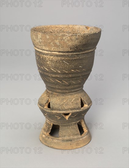 Cup with Interior Rattle and Incised and Openwork Decoration, Korea, Three Kingdoms..., 5th century. Creator: Unknown.