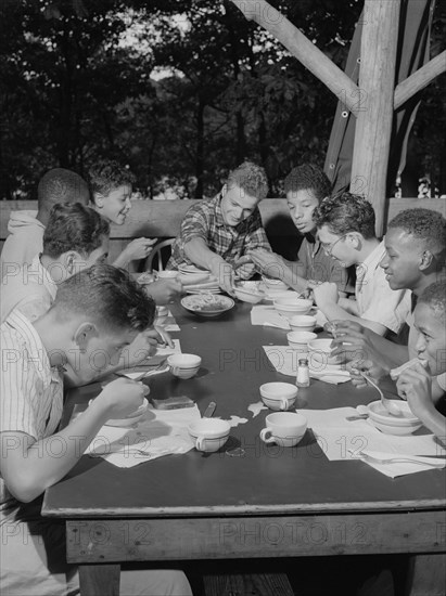 The boardinghouse reach at Camp Nathan Hale, Southfields, New York, 1943 Creator: Gordon Parks.