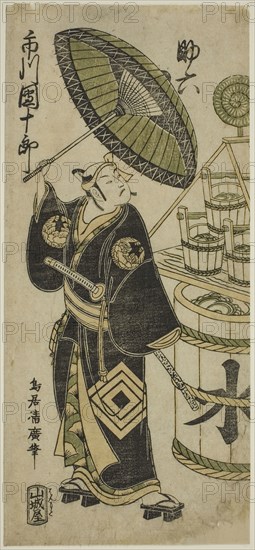 The Actor Ichikawa Danjuro IV as Sukeroku in the play "Choseiden Fudan-zakura,"..., 1756. Creator: Torii Kiyohiro.