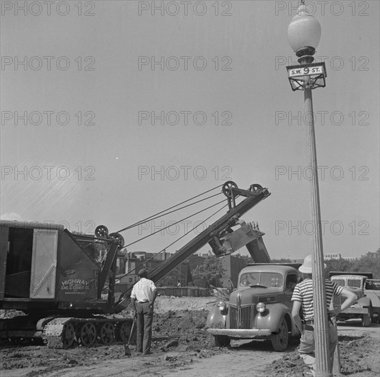 Possibly: Preparing the ground for the construction of emergency buildings..., Washington, D.C, 1942 Creator: Gordon Parks.