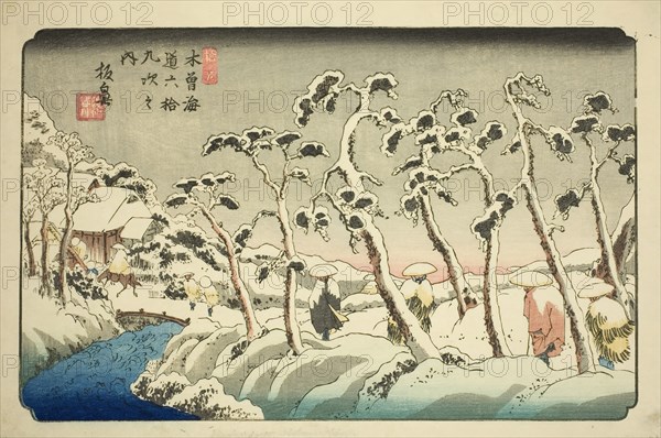 No. 15: Itahana (Jugo: Itahana), from the series "Sixty-nine Stations of the Kisokaido..., c1835/36. Creator: Ikeda Eisen.