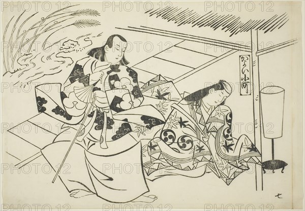 Courting Komachi (Kayoi Komachi), from the series Famous Scenes from Japanese Puppet...,1705/06. Creator: Okumura Masanobu.