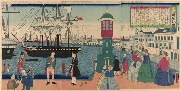 Paris, France (Furansu Parisu no fu), from the series "Collection of Scenic Places in...,1862. Creator: Utagawa Yoshitora.