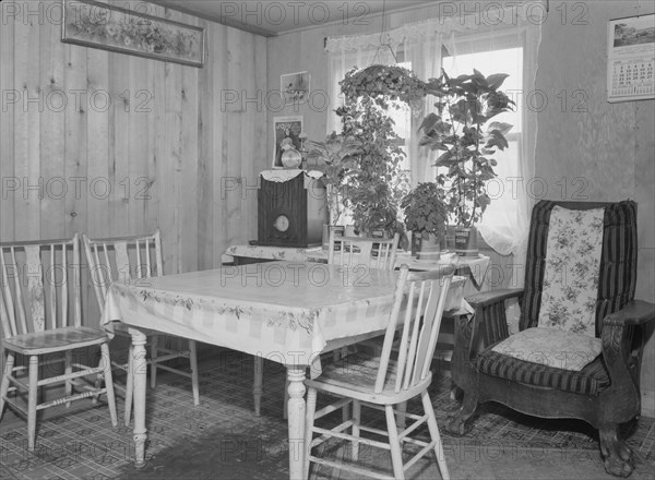 Interior of Evenson new one-room cabin, Priest River Valley, Bonner County, Idaho, 1939. Creator: Dorothea Lange.