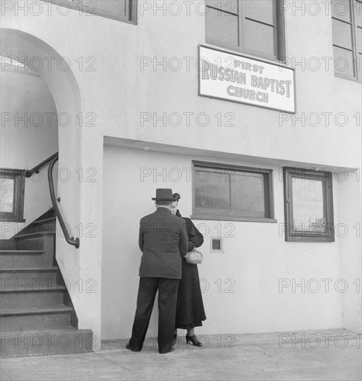 Church in Potrero district where there is a "Russian-White" colony, San Francisco, California, 1939. Creator: Dorothea Lange.