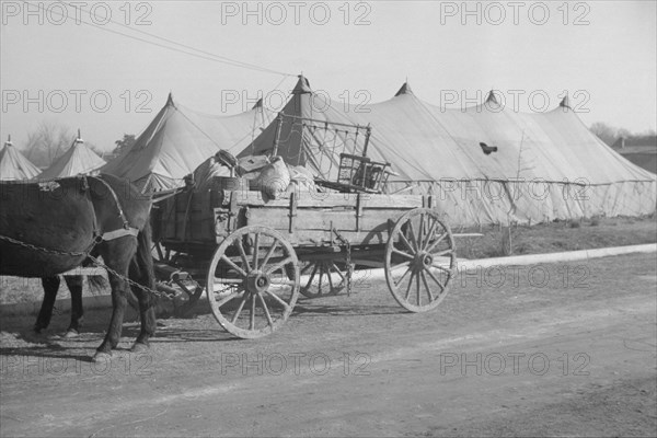 Possibly: Refugees lined up at meal time in the camp for white..., Forest City, Arkansas, 1937. Creator: Walker Evans.