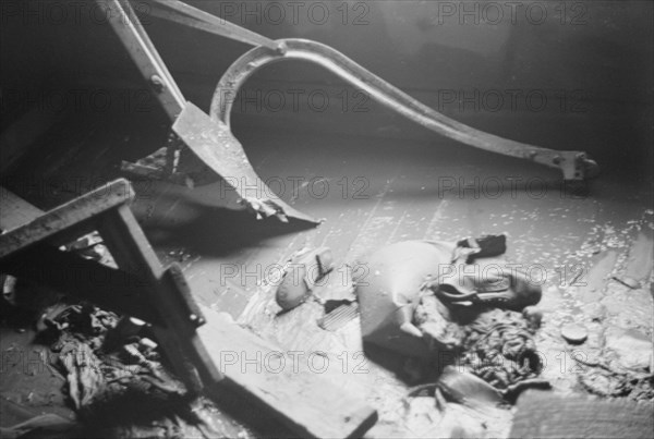 Possibly: Interior of a farmhouse near Ridgeley, Tennessee, after the 1937 flood waters..., 1937. Creator: Walker Evans.