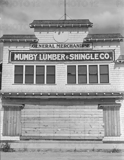 Office and company store, Malone, Grays Harbor County, Washington, 1939. Creator: Dorothea Lange.