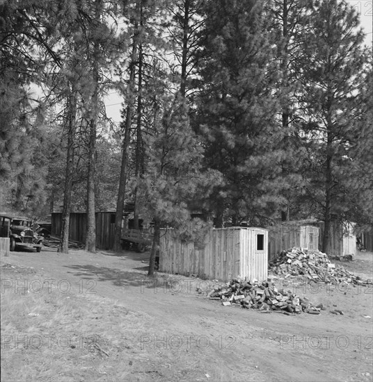 Owner provided cabins and wood but no nearby..., near Grants Pass, Josephine County, Oregon, 1939. Creator: Dorothea Lange.