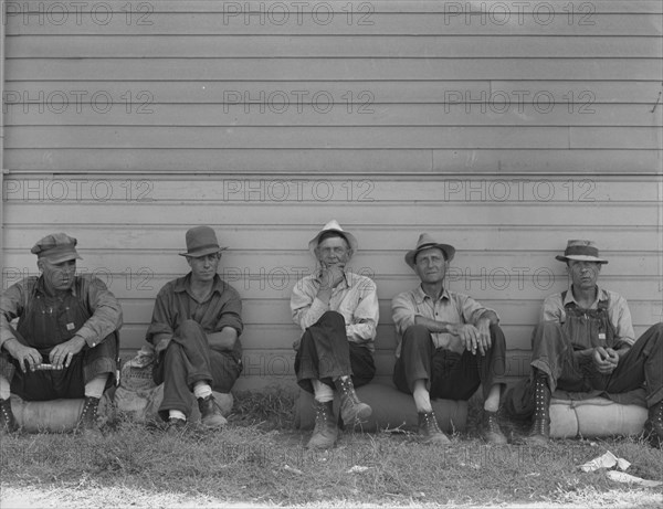 Bindle stiffs in town three weeks before opening of Klamath..., Tule Lake, Siskiyou County, CA, 1939 Creator: Dorothea Lange.