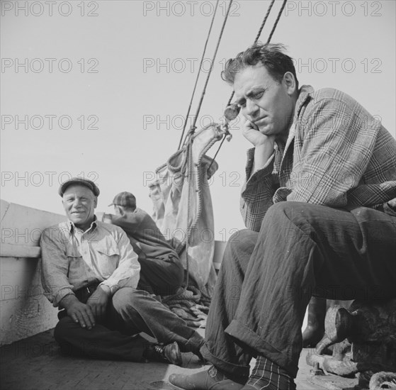 On board the fishing boat Alden out of Gloucester, Massachusetts, 1943. Creator: Gordon Parks.