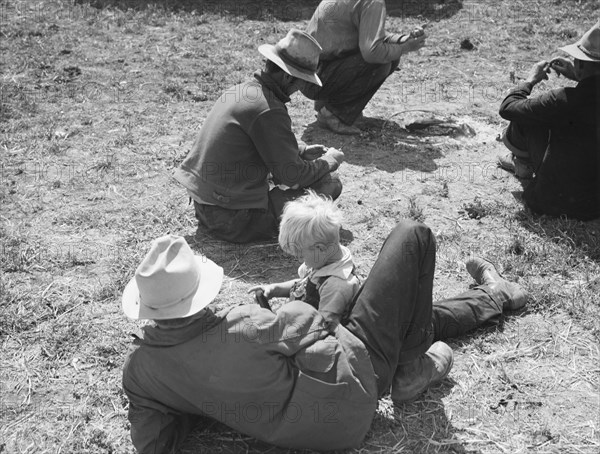 Idle migrants, foothills north of San Jose, California, 1939. Creator: Dorothea Lange.