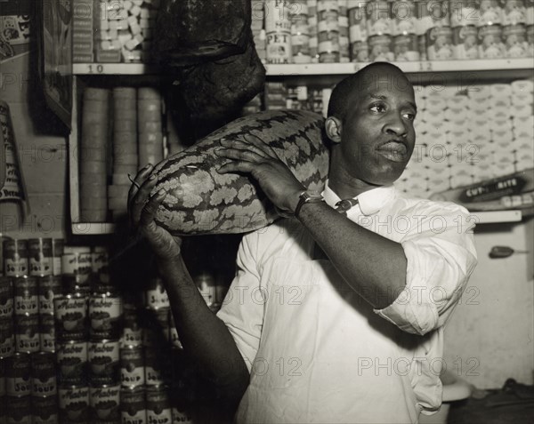 Mr. J. Benjamin, owner of the grocery store patronized by Mrs. Ella Watson..., Washington, DC, 1942. Creator: Gordon Parks.