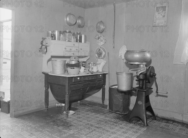 Corner of one-room cabin belonging to farmer..., Priest River Valley, Bonner County, Idaho, 1939. Creator: Dorothea Lange.