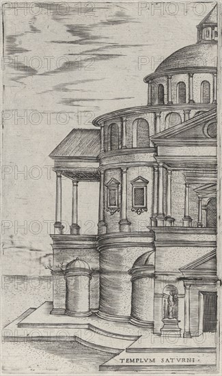Templum Saturni, from a Series of 24 Depicting (Reconstructed) Buildings from..., Plate ca. 1530-50. Creator: Anon.