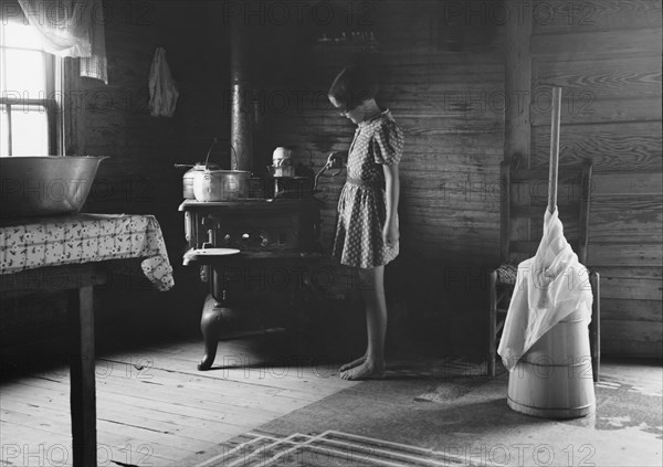 Corner of kitchen, home of tobacco sharecropper, Person County, North Carolina, 1939. Creator: Dorothea Lange.