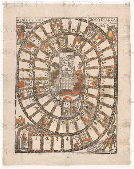 The Pleasant Game of the Goose (Il Dilettevole..., After 1640 (probably printed later 17th century). Creator: Anon.