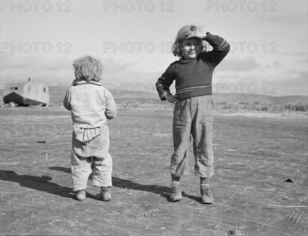 Migrant children, FSA mobile camp, Merrill, Klamath County, Oregon, 1939. Creator: Dorothea Lange.