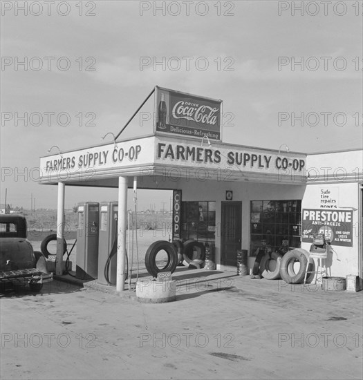 Farmers' supply co-op, Nyssa, Malheur County, Oregon, 1939. Creator: Dorothea Lange.