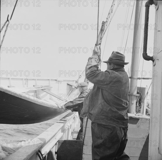 On board the fishing boat Alden out of Gloucester, Massachusetts, 1943. Creator: Gordon Parks.