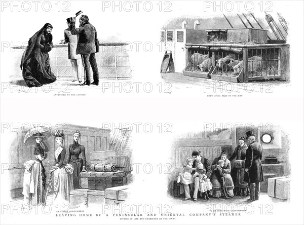 ''Leaving Home by a Peninsular and Oriental Company's Steamer; Studies of Life at the Docks', 1890.