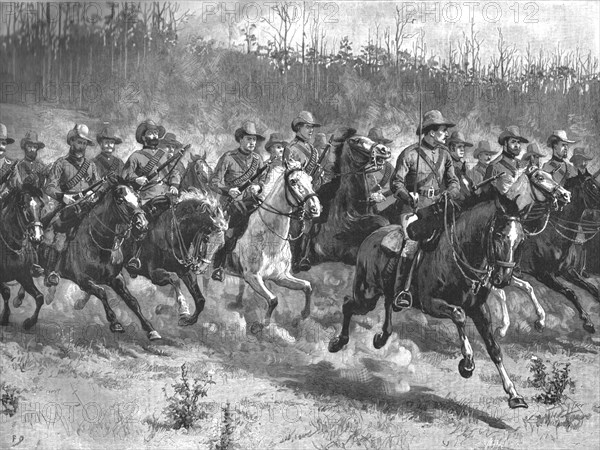 ''Our Colonial Defences--A Company of the Mounted Rifles Manoeuvring in Victoria, Australia', 1890.