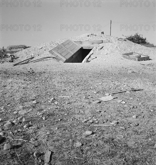 Abode [adobe?] basement dugout house on Roberts' farm. Willow Creek area. Malheur County, Oregon.