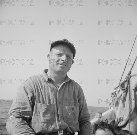 On board the fishing boat Alden out of Gloucester, Massachusetts. Frank Mineo, owner and skipper.