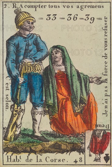 Hab.t de la Corse from Playing Cards (for Quartets) 'Costumes des Peuples Étrangers', 1700-1799.