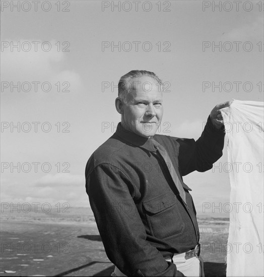 Camp manager. FSA (Farm Security Administration) mobile camp. Merrill, Klamath County, Oregon.