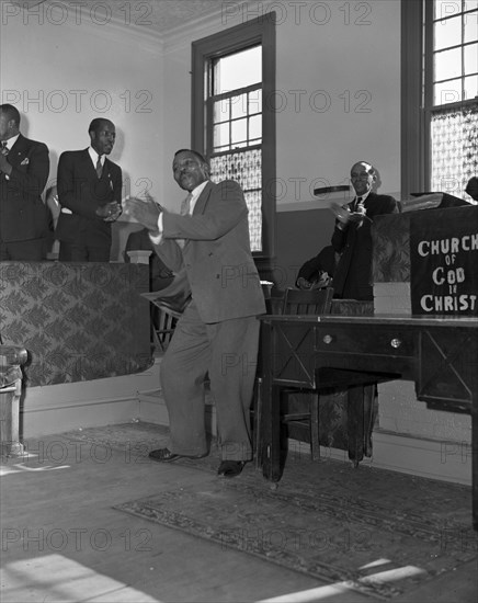 Washington, D.C. Deacons' corner during Sunday morning service at the Church of God in Christ.