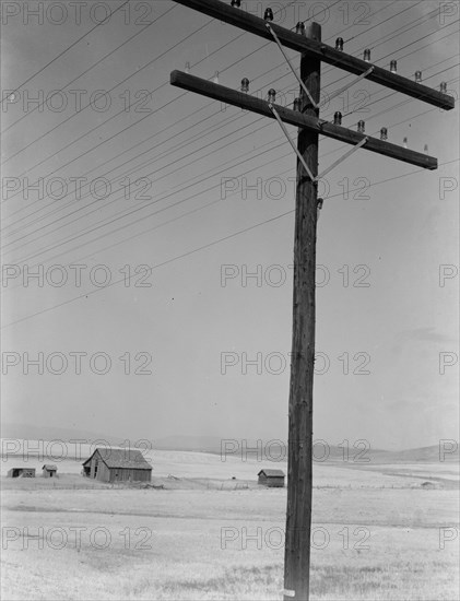 Washington, Klickitat County, near Goldendale, on U.S. 97. Abandoned farm in wheat country.